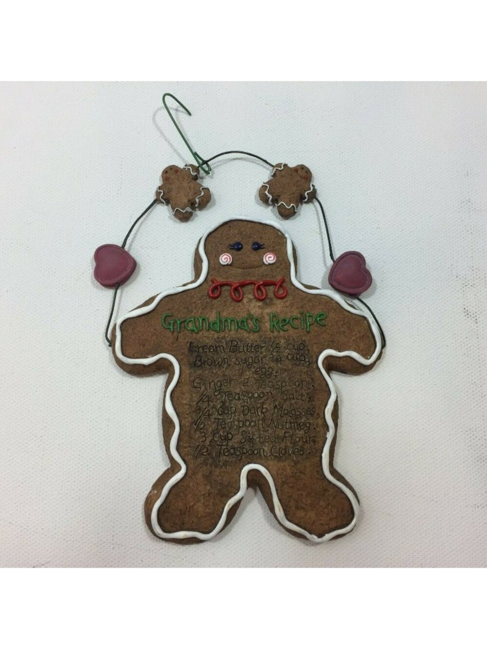 Grandmas Recipe Gingerbread Man Cookie Primitive Decor Christmas Tree Ornament